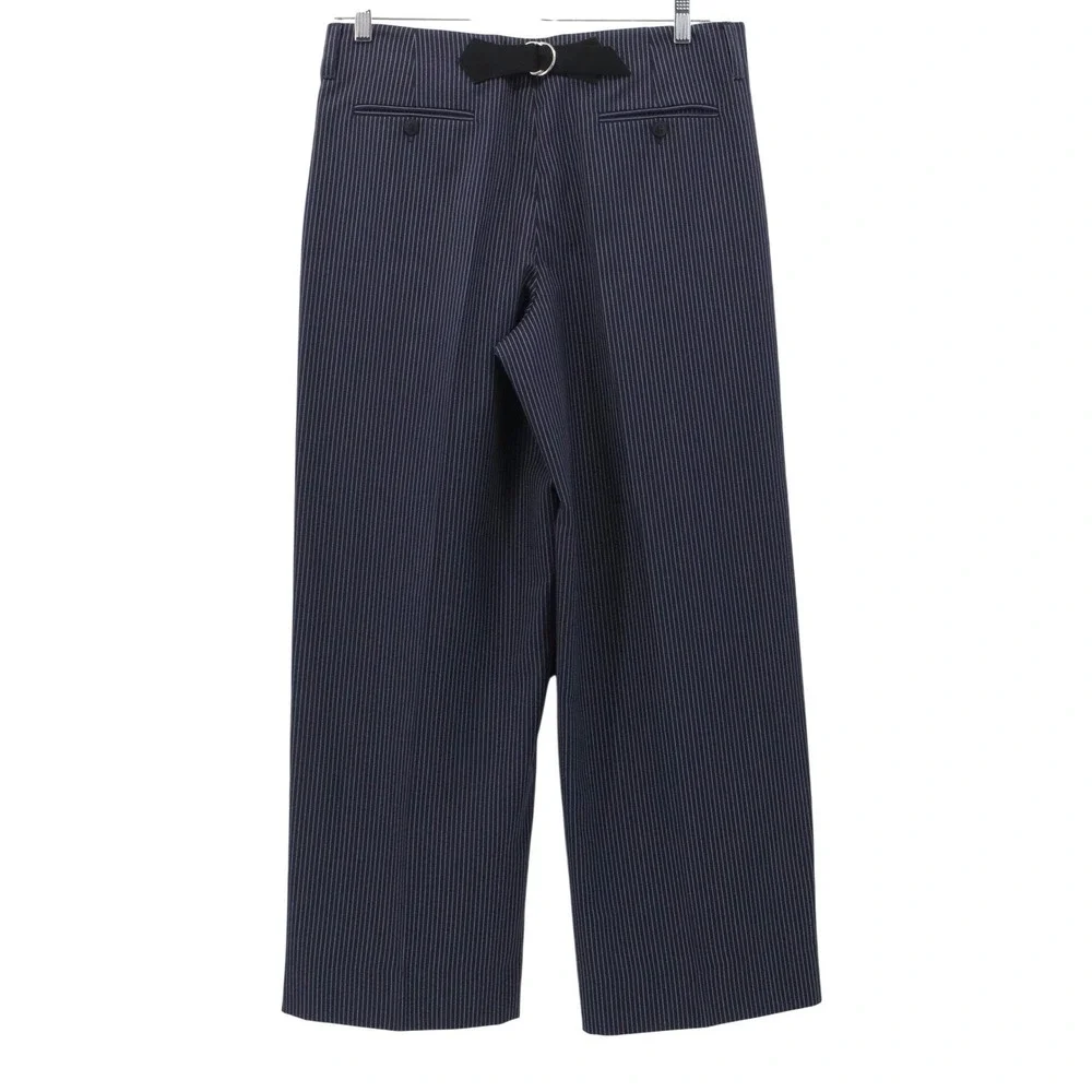 Tory Burch Crepe‎ Tailored Pants Relaxed Fit Navy Pinstripe Size 8